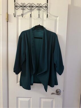 SHEIN Curve Teal Green Open-Front Cardigan